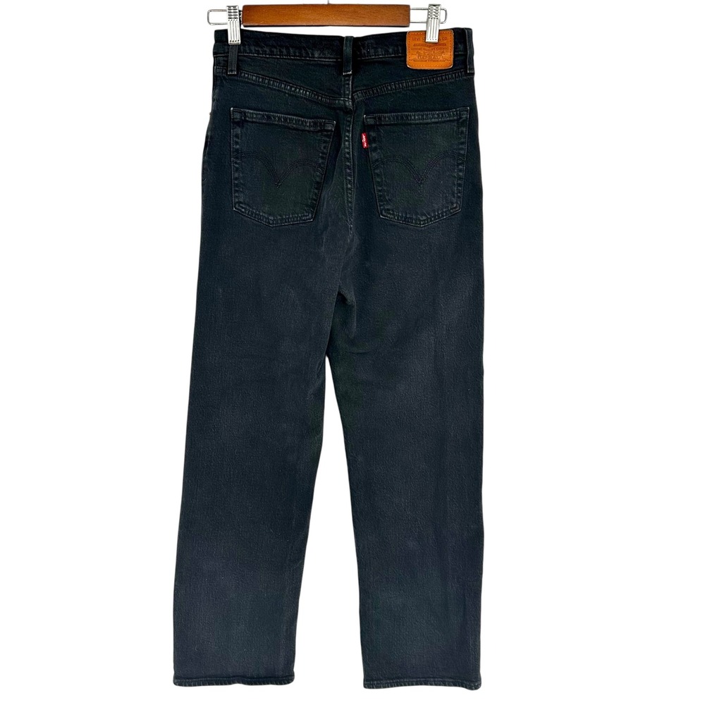 Levi's Premium Ribcage‎ Straight Jeans W28 L27 Black High Rise Button Fly Ankle - Picture 5 of 15